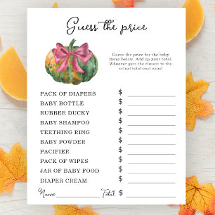 Jeu de devinette de prix pour baby shower sur le t