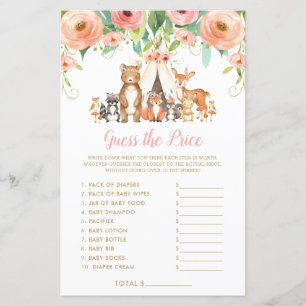 Jeu de devinette de prix pour Baby Shower sur les