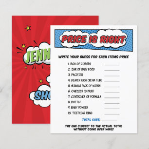 Jeu de devinette de prix pour une Baby Shower sur 