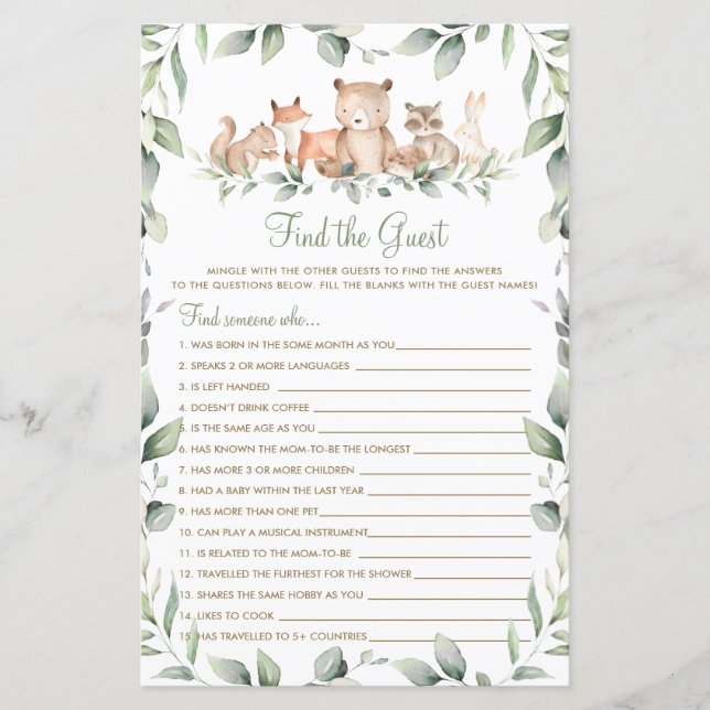 Jeu de devinette d'invité sur la verdure d'animaux (Devant)