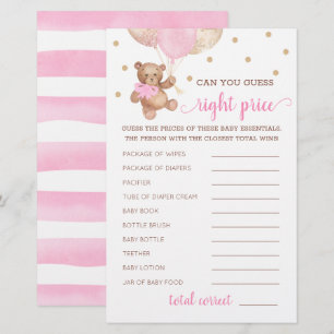 Jeu de devinette du juste prix Baby Shower Teddy B