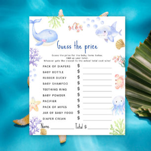 Jeu de devinette du prix Baby shower sur les anima