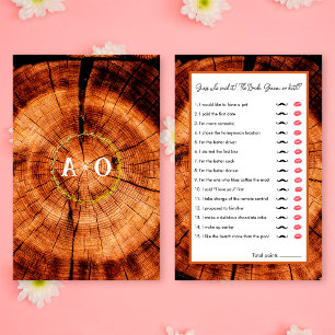 Jeu de devinette en bois pour mariage rustique, je
