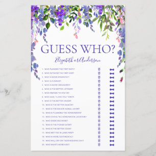 Jeu de devinette floral violet pour enterrement de