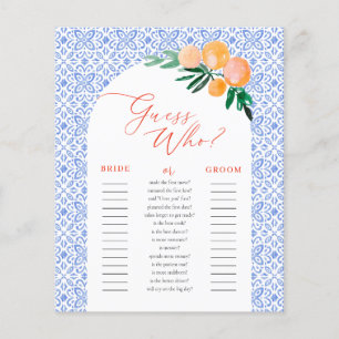 Jeu de devinette Orange Spritz pour enterrement de