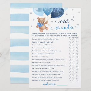Jeu de devinette Over ou Under Baby Shower Teddy B