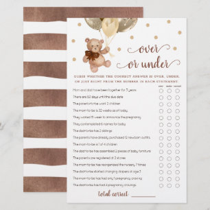 Jeu de devinette Over ou Under Baby Shower Teddy B