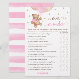 Jeu de devinette Over ou Under Baby Shower Teddy B