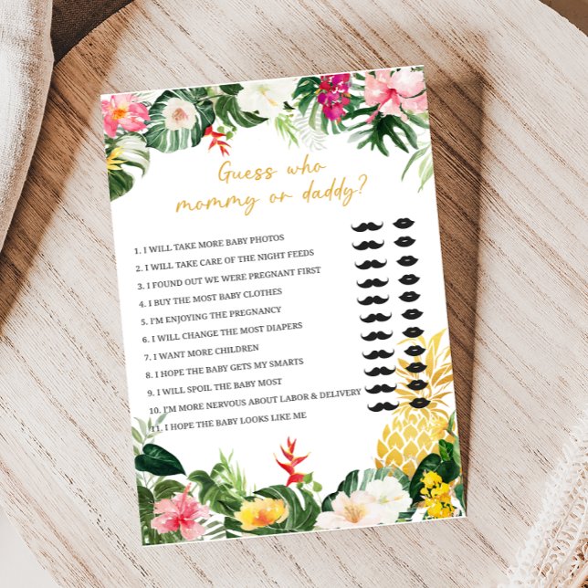 Jeu de devinette pour Baby Shower Aloha Baby Pinea (Aloha Baby Shower Game)