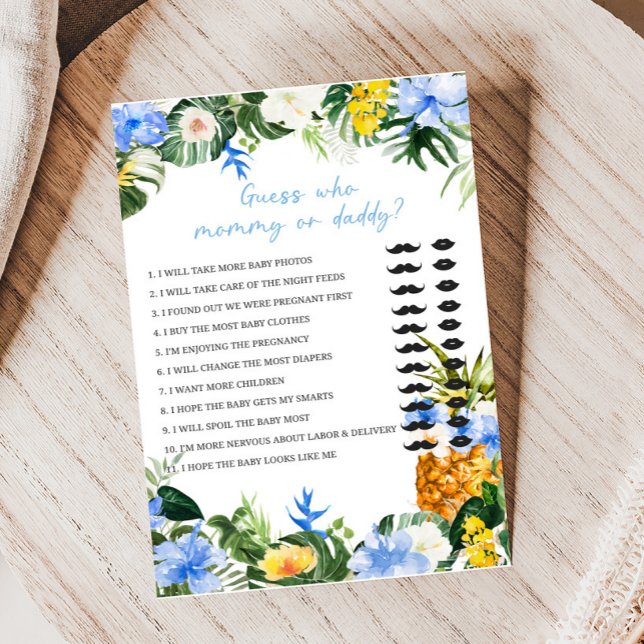 Jeu de devinette pour Baby Shower Aloha Pineapple (Aloha Baby Baby Shower Game)