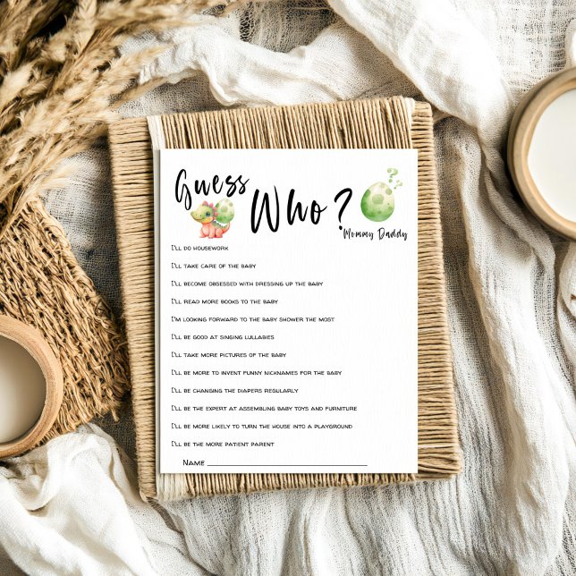 Jeu de devinette pour Baby Shower avec un bébé din (Créateur téléchargé)