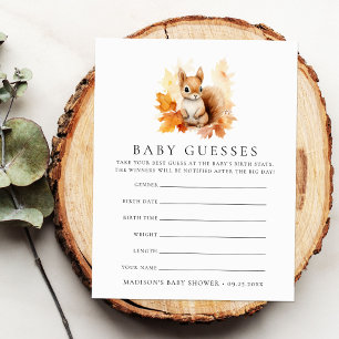 Jeu de devinette pour Baby Shower avec un écureuil