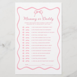 Jeu de devinette pour Baby Shower avec un nœud pap