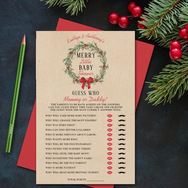 Jeu de devinette pour Baby Shower de Noël Merry Li (Créateur téléchargé)