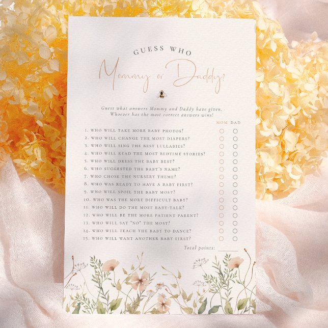 Jeu de devinette pour Baby Shower Fille Boho Wildf (Créateur téléchargé)