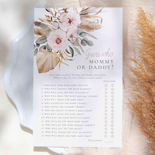 Jeu de devinette pour Baby Shower Herbe des Pampas (Créateur téléchargé)