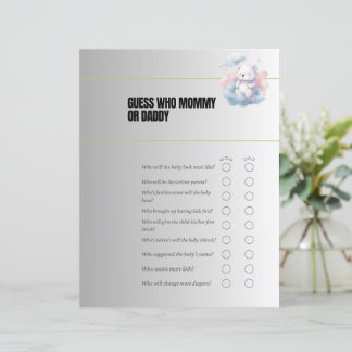 Jeu de devinette pour Baby Shower : Maman ou Papa 