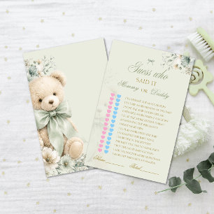 Jeu de devinette pour Baby Shower Ours en peluche 