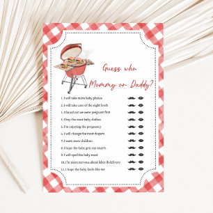 Jeu de devinette pour Baby Shower Red Burger BBQ