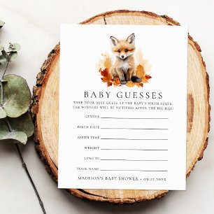 Jeu de devinette pour Baby Shower Renard de la For
