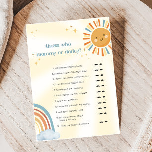 Jeu de devinette pour Baby Shower Retro Sunshine