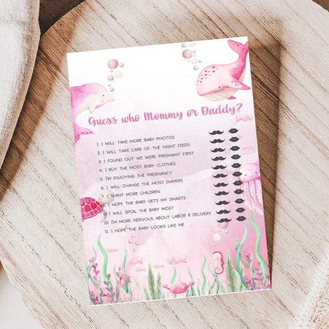 Jeu de devinette pour Baby Shower Rose sous la mer (Under the Sea Baby Shower Game)