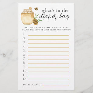 Jeu de devinette pour Baby Shower Sac à langer Thè