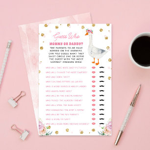 Jeu de devinette pour Baby Shower Silly Goose