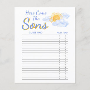 Jeu de devinette pour jumeaux garçons Baby Shower