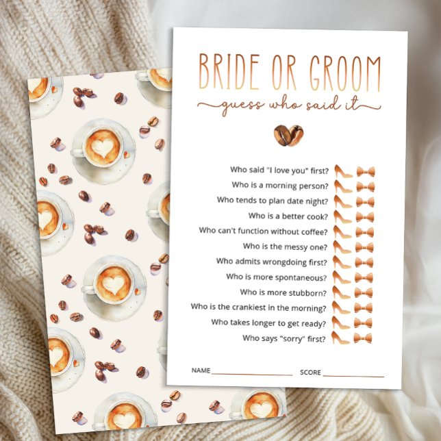 Jeu de devinette pour la mariée ou le marié (Bridal Shower Game Card)