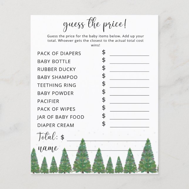 Jeu de devis de prix à feuillage persistant (Devant)