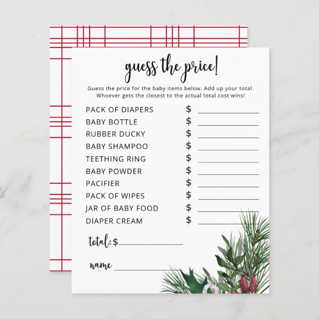 Jeu de devis de prix à feuillage persistant (Devant / Derrière)