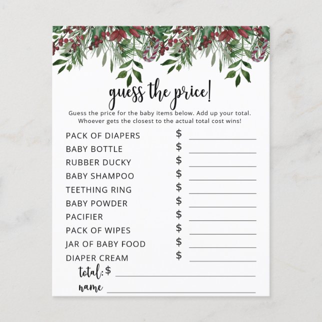 Jeu de devis de prix à feuillage persistant (Devant)