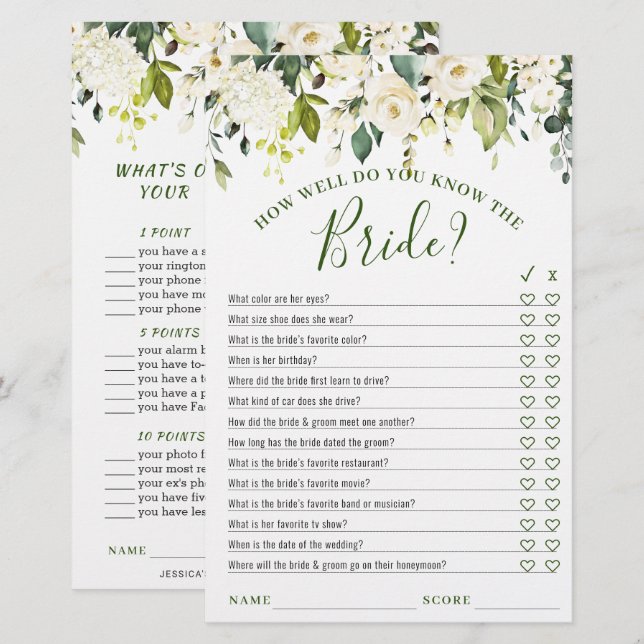 Jeu de double face de mariage floral blanc ivoire (Devant / Derrière)