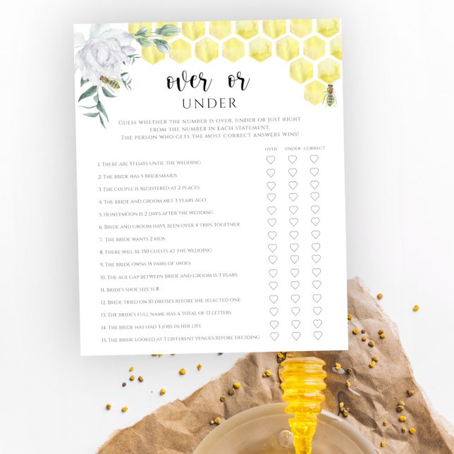 Jeu de douche de mariée abeille florale au-dessus  (Créateur téléchargé)