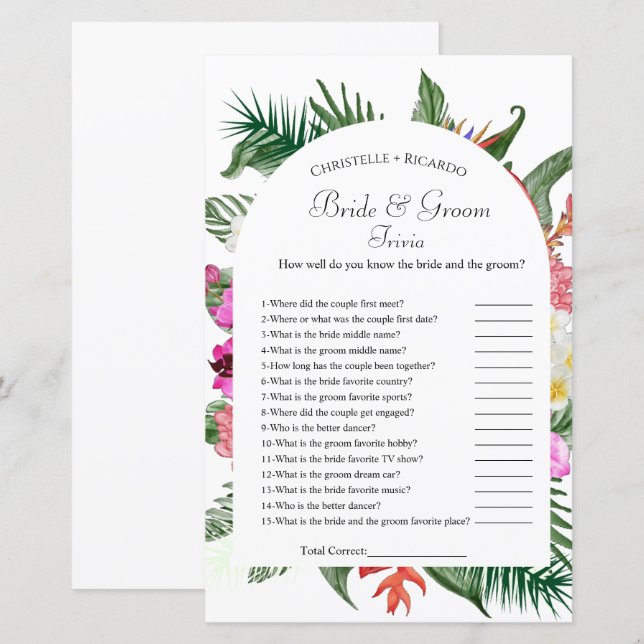 Jeu de douche de mariée et de mariée hawaïenne (Devant / Derrière)