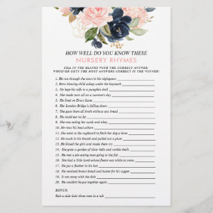 Jeu de douche florale à double face de la Marine r