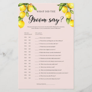 Jeu de douche nuptiale au citron Que le marié a di