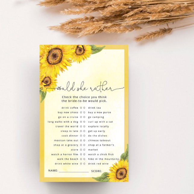 Jeu de douche nuptiale de tournesol aquarelle (Créateur téléchargé)