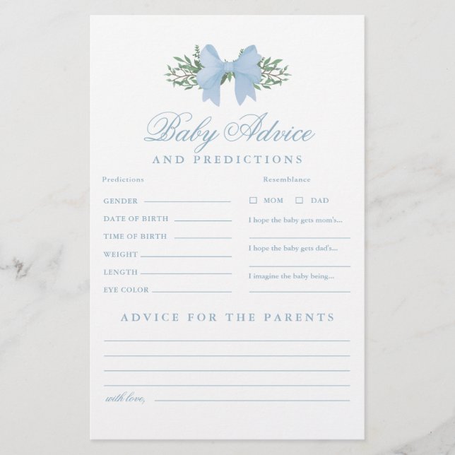 Jeu de douche pour bébé Blue Bow avec conseils et  (Devant)