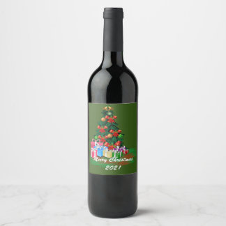 Jeu de Étiquettes de vin d'arbre de Noël
