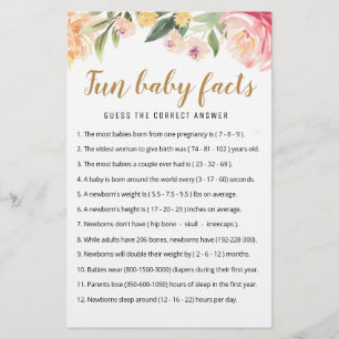 Jeu de faits amusants sur bébé avec réponses pour