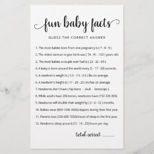 Jeu de faits amusants sur les bébés avec réponses