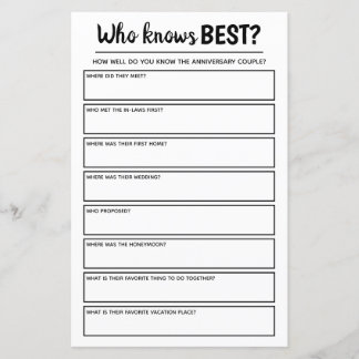 Jeu de fête Anniversaire qui connaît le mieux & lu