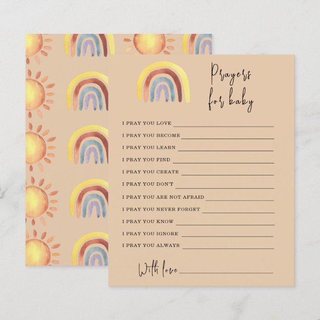 Jeu de fête Boho Rainbow Party | prières pour bébé (Devant / Derrière)