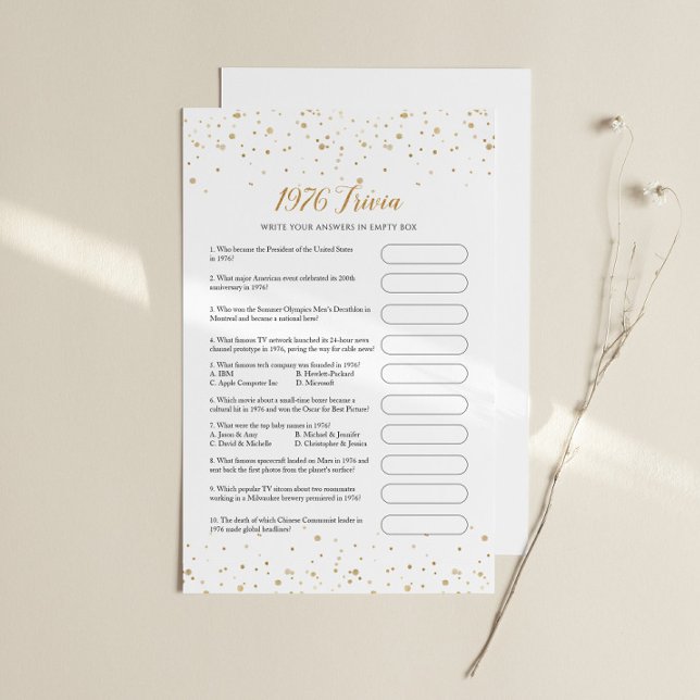 Jeu de fête d'anniversaire 1976 - GAC37h (Anniversary Game 1976 Trivia)