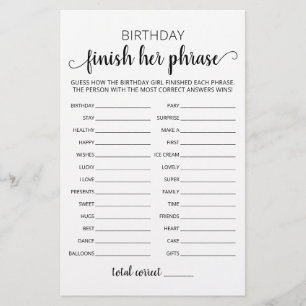Jeu de fête d'anniversaire Finir sa phrase