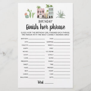 Jeu de fête d'anniversaire Finir sa phrase