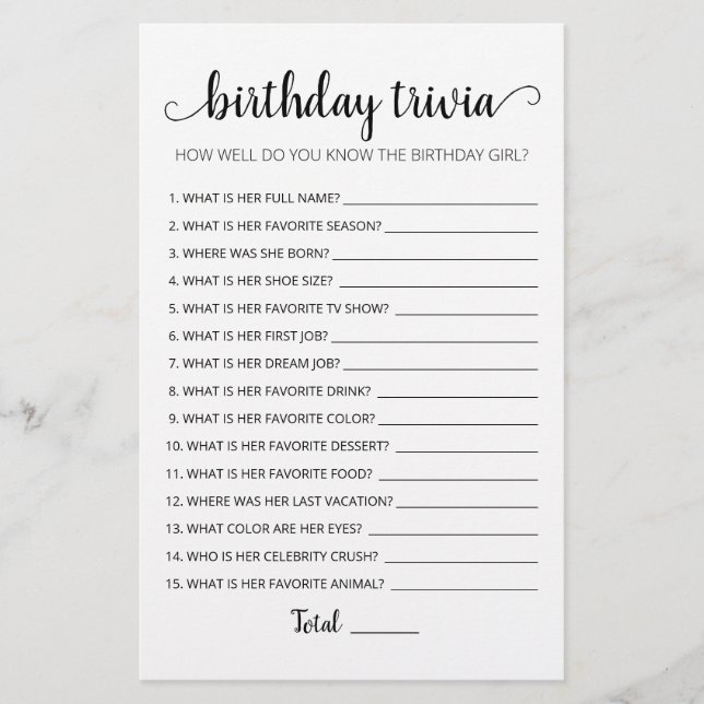 Jeu de fête d'anniversaire modifiable avec anecdot (Devant)