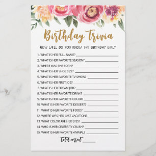 Jeu de fête d'anniversaire modifiable Trivia